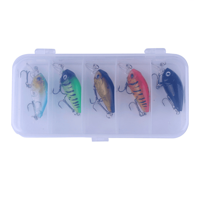 ZANLURE 5 Pcs 4.5Cm Fishing Lures Floating Bait Crank-Bait Fishing Tackle with Storage Box