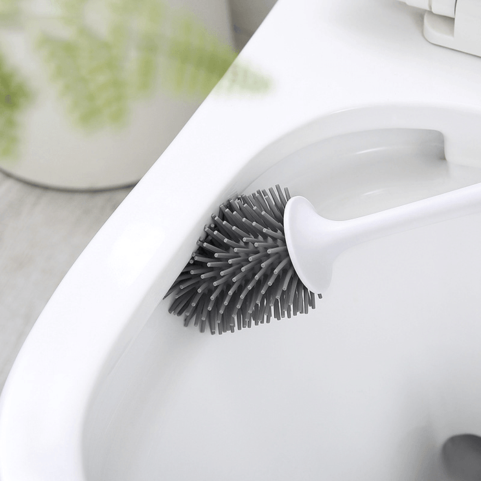 Wall Mounted /Floor Stand 360° TPR Soft Bristle Silicone Toilet Cleaning Brushes with Holder