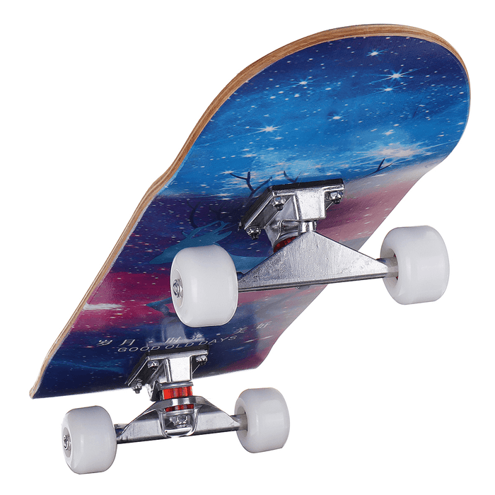 SGODDE 31'' Skateboards 7 Layer Canadian Maple Double Kick Long-Board for Kids Youths Beginners