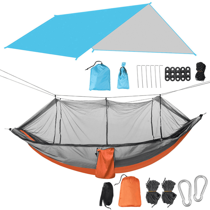 Ipree® 1-2 Person Camping Hammock+Mosquito Net Mesh+Rain Tarp Cover Sleeping Bed Swing Chair Outdoor Hunting Climbing