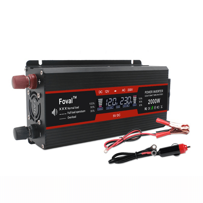 1500W/2000W/2600W LCD Power Inverter Modified Sine Wave DC 12V to AC 220V Solar 2 USB Car Transformer Convert EU Socket