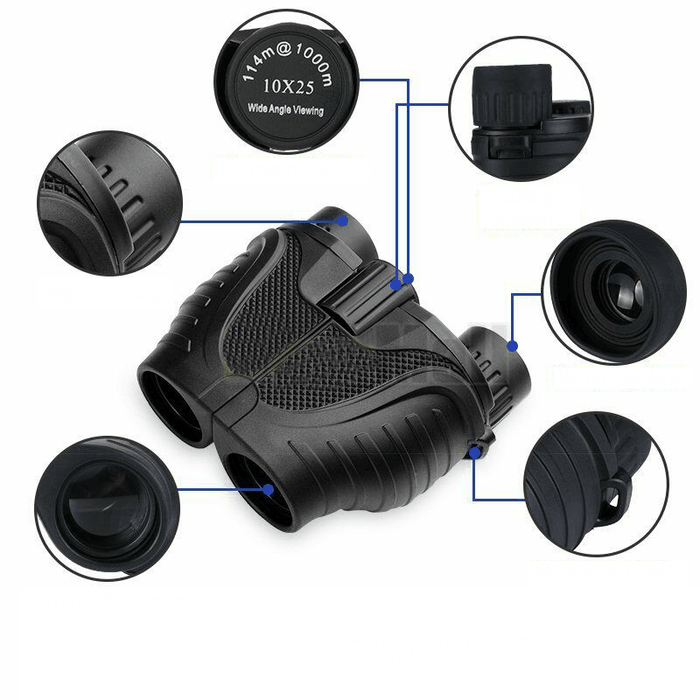 10X25 HD Mini Binocular Outdoor Night Vision BAK4 Prism Telescope High Power Waterproof Traveling Camping Binoculars