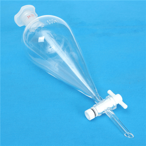 500Ml 24/29 Joint Lab Glass Pear Shape Separatory Funnel with PTFE Stopcock