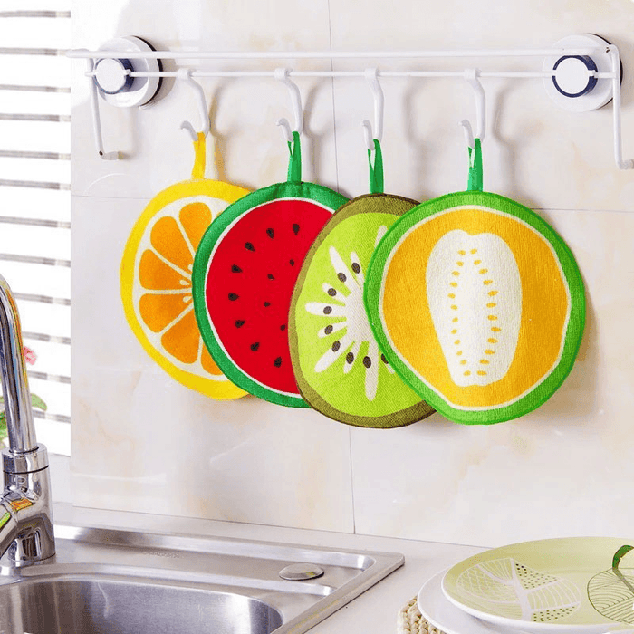 Honana 4Pcs Fruit Pattern Towel Absorbent Cloth Kitchen Towel Handkerchief Quick-Dry Cleaning Rag Dish Cloth Wiping Napkin