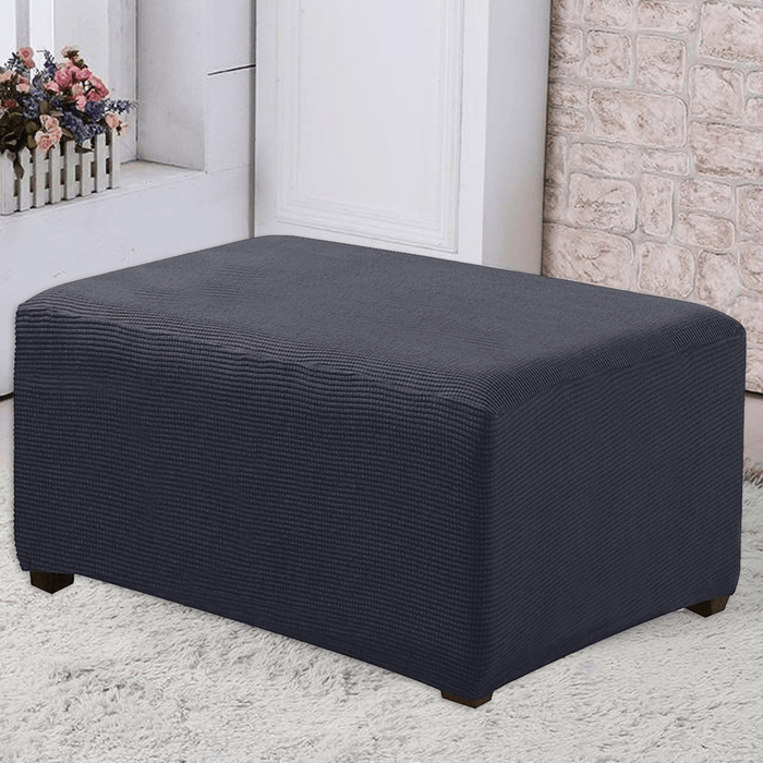 Stretchy Fabric Footstool Cover Square Ottoman Protector Stretch Slipcover for Home Sofa