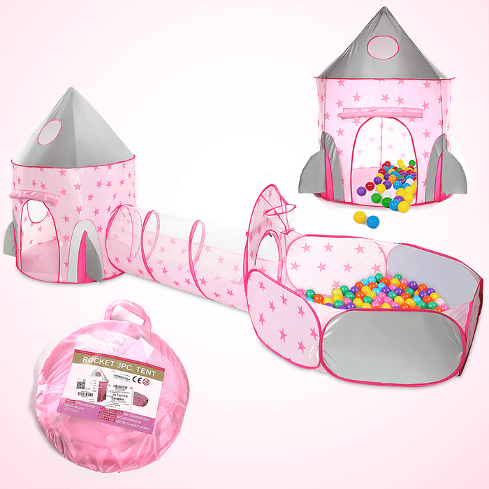 AUGIENB 3 in 1 Kids Ball Pit Tent with Crawling Tunnel Teepee for Kids Indoor/Outdoor Fold up Playhouse Set for Babies＆Toddlers＆Boys＆Girls