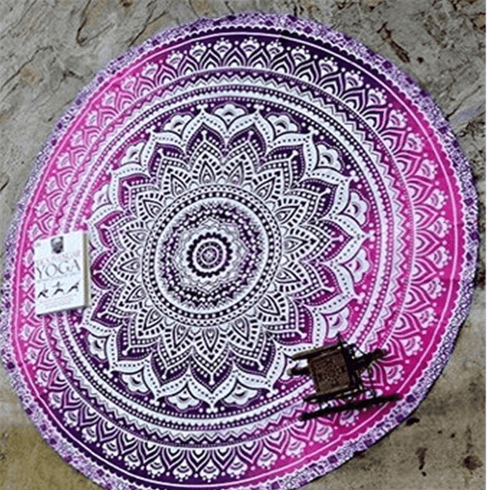 Honana WX-16 150Cm Bohemian Style Thin Chiffon Beach Shawl Mat Mandala round Silk Scarf Bed Sheet Tapestry