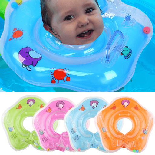 Baby Infant Swimming Pool Bath Neck Floating Inflatable Ring with Built-In Belt