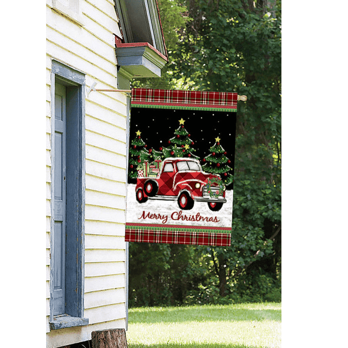 Merry Christmas Decorations Red Truck with Gifts Double Sided Winter Garden Flag