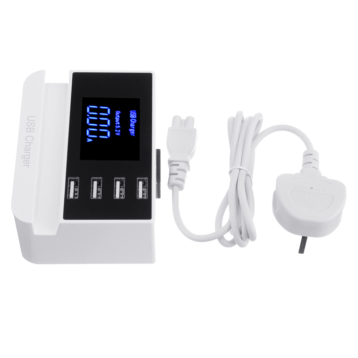 LCD Display 1.9 Inch USB Charger Power Adapter Desktop Charging Station Phone Charger Smart IC Technology USB Ports Charger