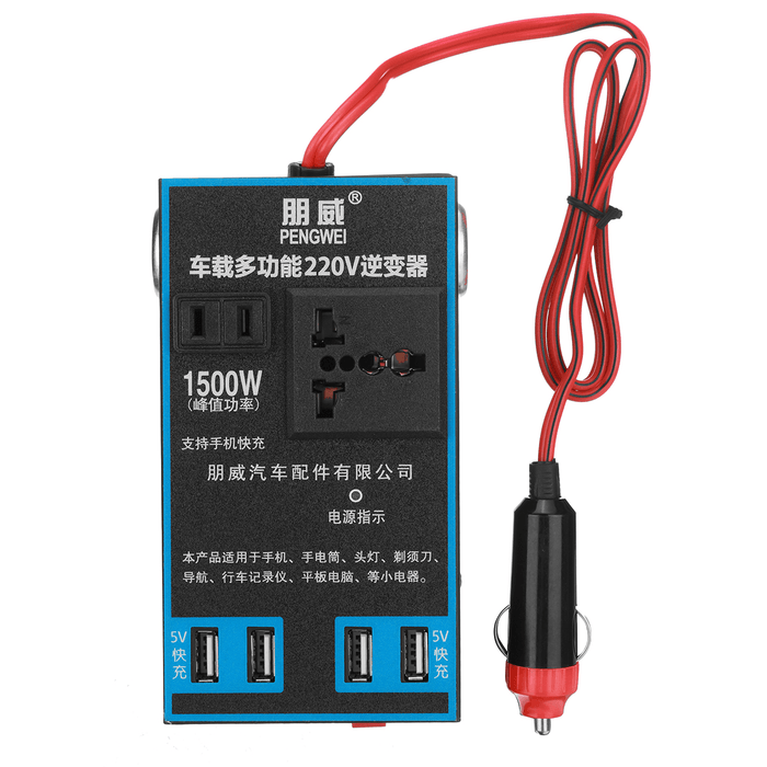 1500W Pure Sine Wave Solar Power Inverter 12/24V DC to 120/220V AC Converter Car Inverter