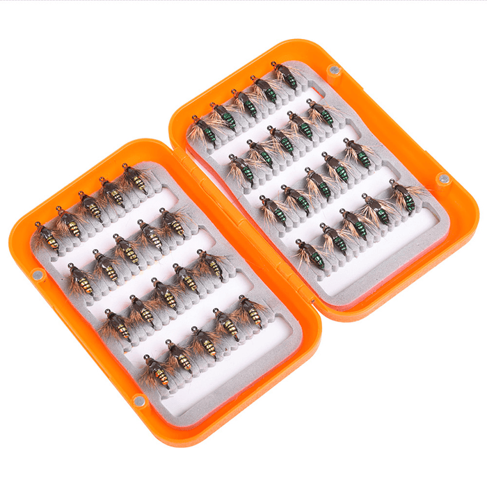 LEO 40Pcs/Lot Fly Fishing Lure Set Artificial Bait for Pesca Fish Fishing Hooks Tackle with Box