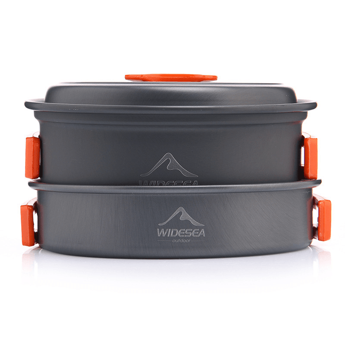 Widesea 1-2 People Camping Tableware Non-Stick Pan Folding Pot Bowl Cleaning Tools Outdoor Picnic BBQ Cooking