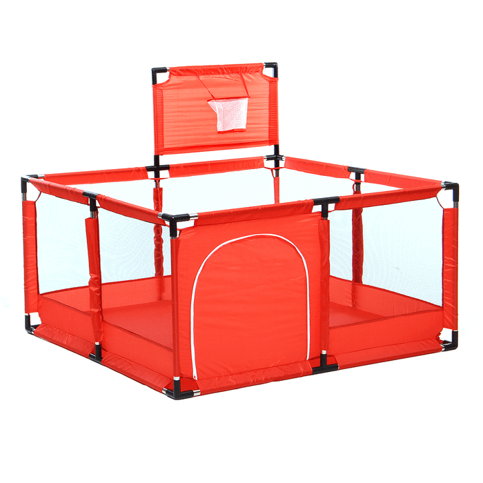 50X30'' Baby Playpen 4 Panel Kid Playhouse Play Center Yard Safety with Basketball Hoop