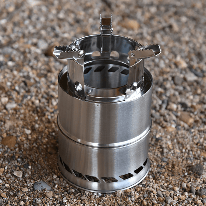 AOTU 1-2 People Outdoor Portable Windproof Cooking Stove Stainless Steel Detachable Wood Burner Furnace Camping Picnic