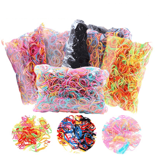 Bulk Pack of 2000 Multicolor Elastic Hair Bands for Adults and Children - Perfect for Braided and Ponytail Hairstyles