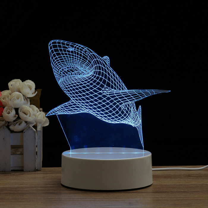 Acrylic Shark Color Changeable 3D LED Touch Control Table Lamp Holiday Gifts Decorations