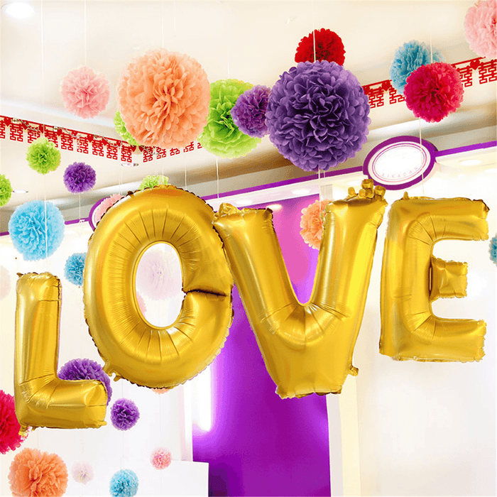 4Pcs Gold Silver LOVE Set Mylar Foil Balloons for Birthday Wedding Party Home Decorations