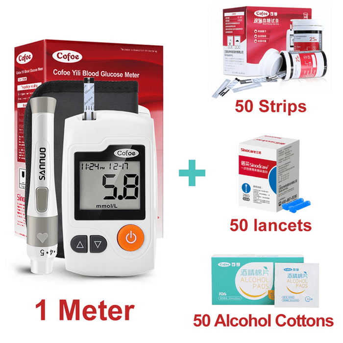 Sinocare GA-3 Glucometer Medical Blood Glucose Meter Blood Sugar Monitor Diabetes Tester with 50Pcs Test Strips and Lancets Needles