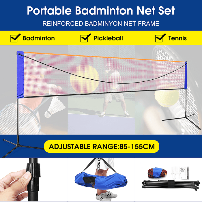 20 Feet Badminton Volleyball Tennis Net Set Portable Team Sport Net with Stand Frame Poles Storage Bag Easy Setup for Indoor or Outdoor Court Beach Driveway