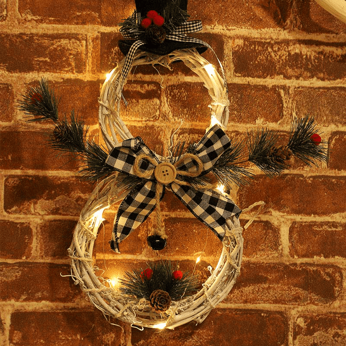 2020 Christmas LED Lights Hang Decoration Snowman Xmas Wreath Rattan Circle Christmas Tree Decoration Navidad Door for Home Decor