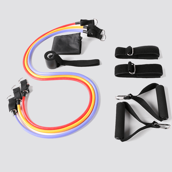 9Pcs Resistance Bands Set Elastic TPE 100 Lbs Home Yoga Pilates Puller Rope