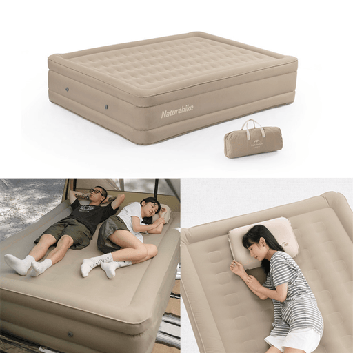 Naturehike Double Person Inflatable Bed Thickened Peach Skin Velvet Mattress Silent Portable Outdoor Camping Travel Inflatable Mattress Max Load 150Kg