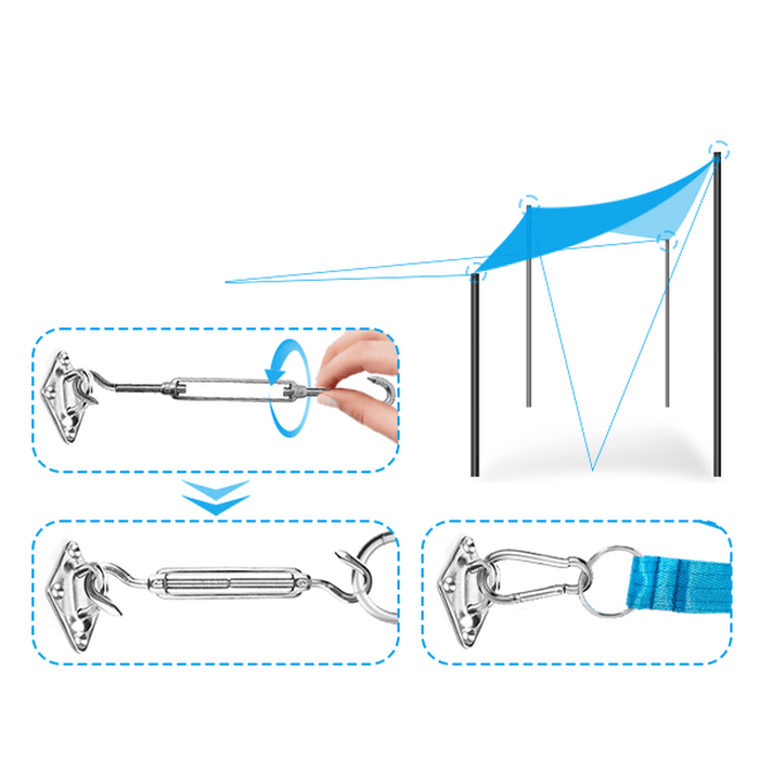 NASUM 80PCS Shade Sail Hardware Parasols Tents Hooks Climbing Buckles Screws Stainless Steel Tent Accessories for Outdoor Garden Courtyard