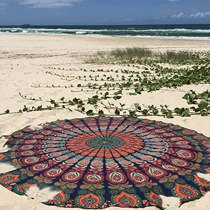 Honana WX-16 150Cm Bohemian Style Thin Chiffon Beach Shawl Mat Mandala round Silk Scarf Bed Sheet Tapestry