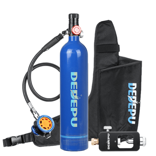 DEDEPU 3 Pcs 1L Mini Diving Scuba Cylinder Oxygen Tank Diving Respirator Breathing Adapter with Air Tank Bag Underwater Equipment