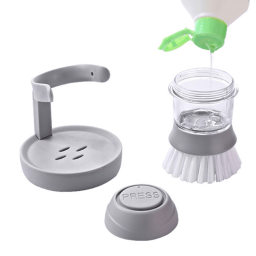 Ipree® Automatic Dishwashing Liquid Adding Brush Pot Pan BBQ Cleaning Tool Camping Picnic