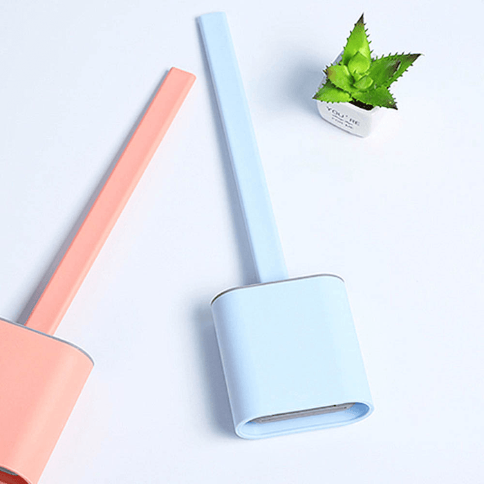Loskii Soft Rubber Long Handle Toilet Brush Set: Anti-Skid TRP Brush Head for Effective Bathroom Cleaning