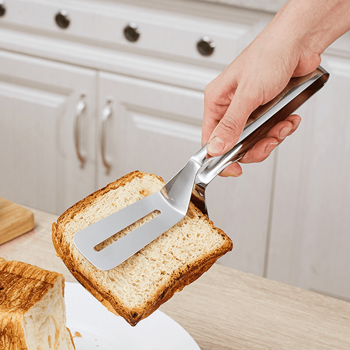 Multi-Function Food Grade Stainless Steel BBQ Tongs Barbecue Bread Beef Steak Turner with Clamp Clip