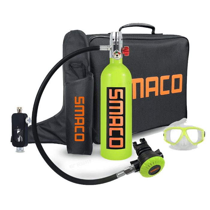 [US Direct] SMACO S400 1L Underwater Rebreather Air Oxygen Bottle with Scuba Adapter Glasses Lightweight and Portable Diving Set Equipment