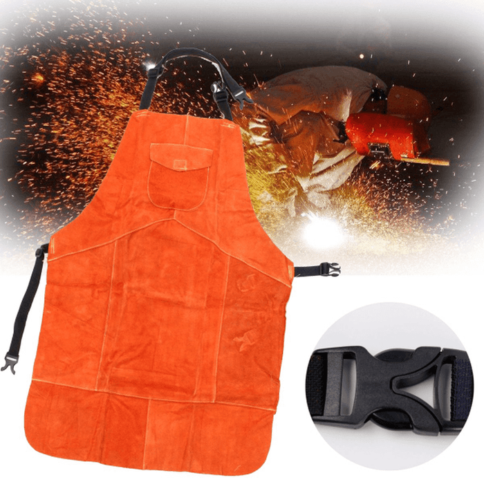 Soldering Apron Cowhide Leather Welding Protective Apron Heat Resistant Soldering Mechanic Smock