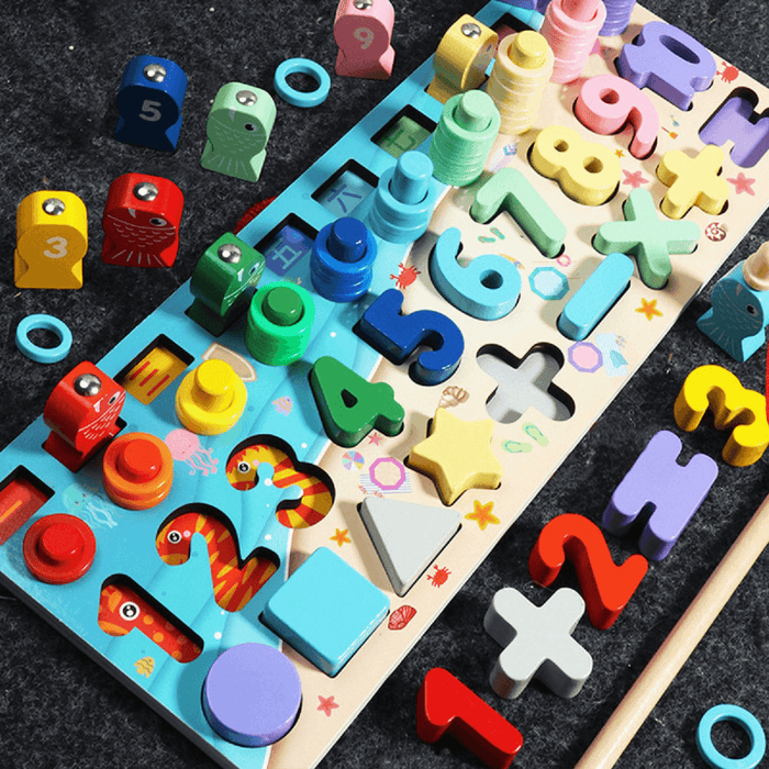 Counting Board Nursery Learning Shape Pairing Montessori Math Toys Wooden Baby Gift