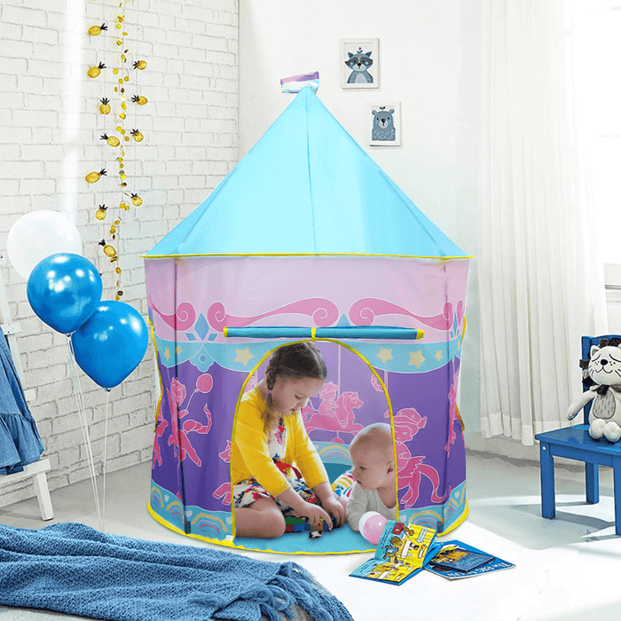 Portable Popup Kids Play Tent Children Princess Play Tent Castle Foldable Games Playhouse with Carry Bag for Boys and Girls