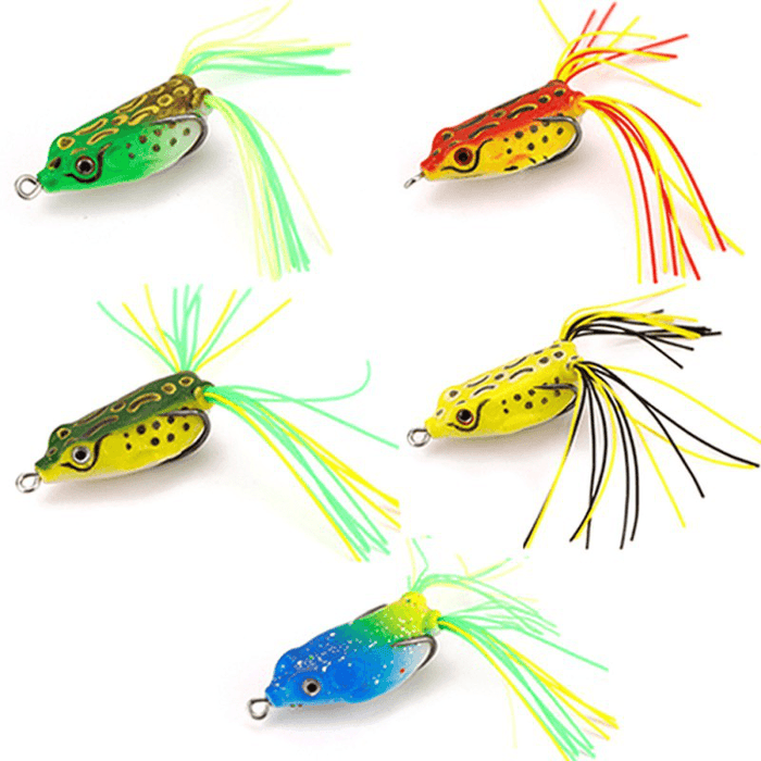 ZANLURE 5/15 Pcs Frog Fishing Lure Soft Artificial 3D Eyes Silicone Fishing Tackle Baits with Storage Box
