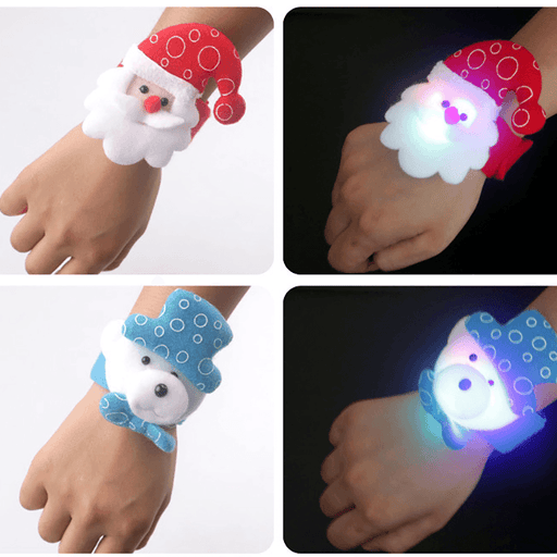 Kids Christmas Glowing Wristband Bracelet Ribbon Tree Decoration Santa Claus LED Cute Bracelet