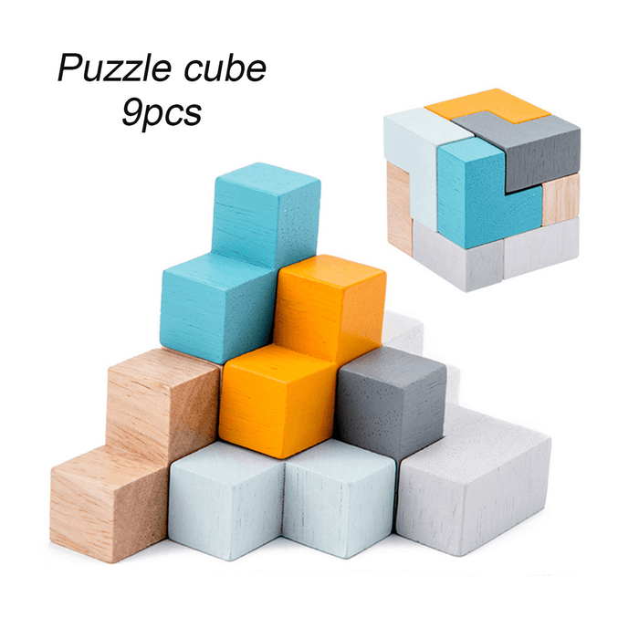 3D Puzzle Wood Blocks Toys Kids Intelligence Development Tangram Early Education Block Jigsaw