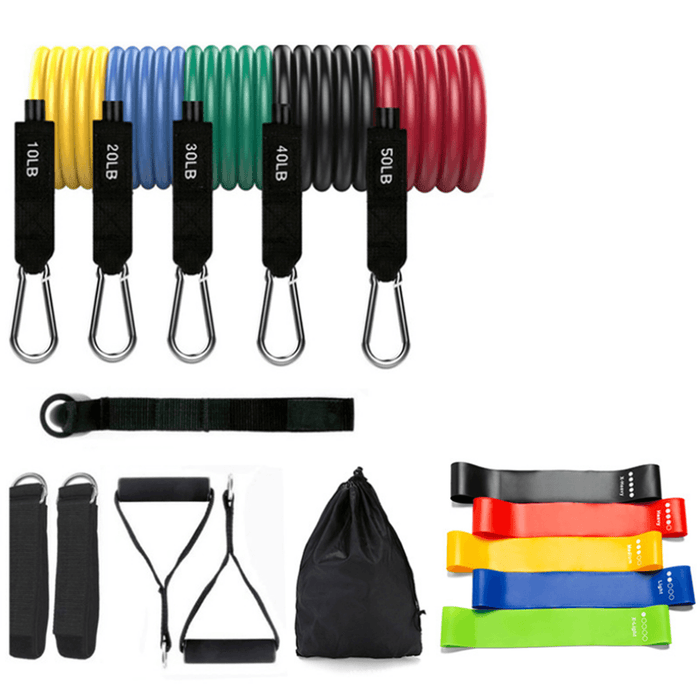 17 Pcs Resistance Band Set Yoga Pilates Abs Exercise Fitness Tube Indoor Gym