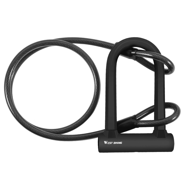 WEST BIKING Bicycle U-Lock Motorcycle Wire Lock Double Open Anti-Theft Mountain Bike Road Bike Lock