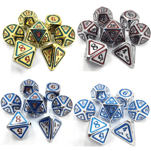 7Pcs/Set Metal Polyhedral Dices Set Role Playing Dungeons and Dragons Bag Bar Party Table Games Dice