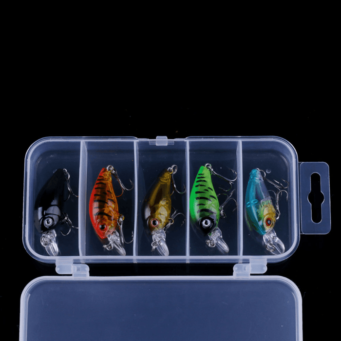 ZANLURE 5 Pcs 4.5Cm Fishing Lures Floating Bait Crank-Bait Fishing Tackle with Storage Box