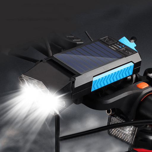 XANES® 5-In-1 Solar Bike Headlight 2000Mah 400LM 4 Modes Bicycle Front Lamp 130Db Horn USB Rechargeable Power Bank Outdoor Cycling