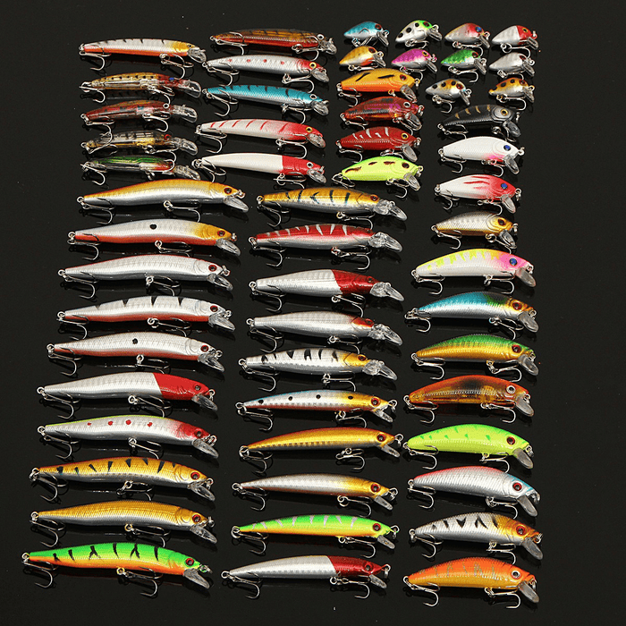 ZANLURE Lot 56 Mixed Minnow Fishing Lures Bass Baits Crankbaits Sharp Hooks Tackle Set