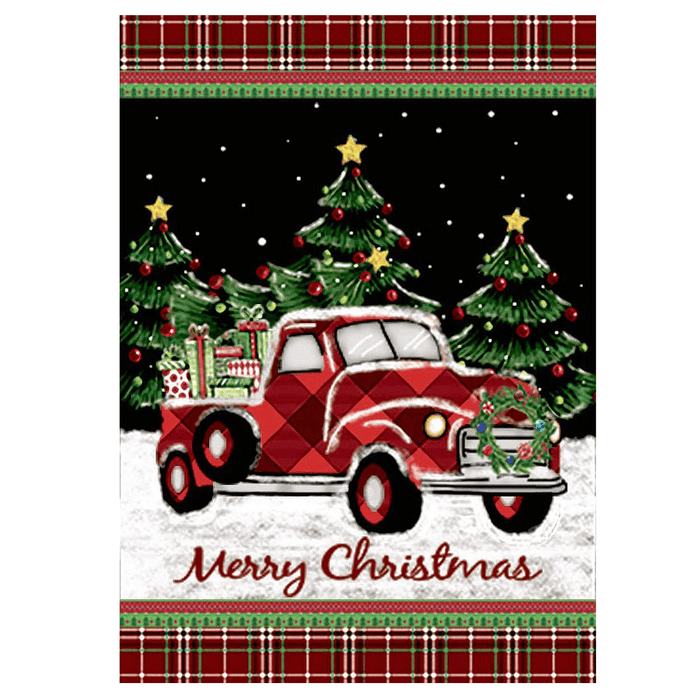 Merry Christmas Decorations Red Truck with Gifts Double Sided Winter Garden Flag