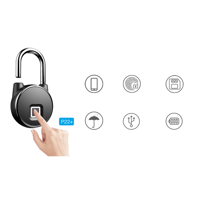 ANYTEK P22+ Bluetooth Fingerprint Smart Lock Anti-Theft 2 Modes Unlock Fingerprint Mobile APP Keyless Padlock IP66 Waterproof USB Charging Security Padlock Travel Bike