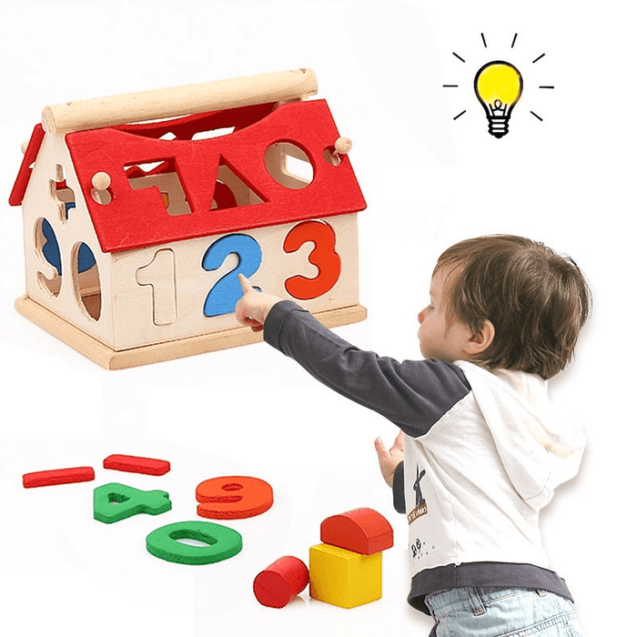 Wooden Digital House Detachable Digital Shape Matching Blocks House Kid'S Child'S Early Educational Toys