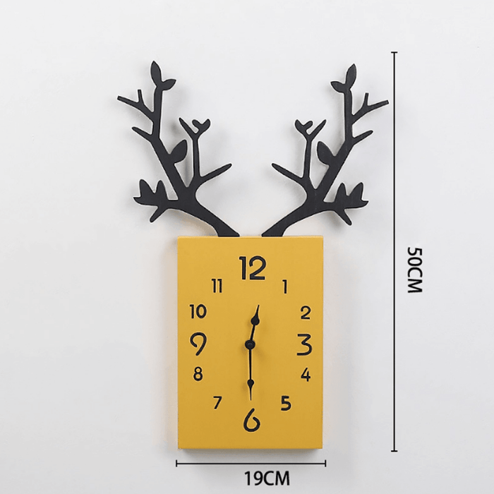 50 X 35Cm Simple Wooden Antler Wall Clock Roman Numerals Wall Home Office Decor